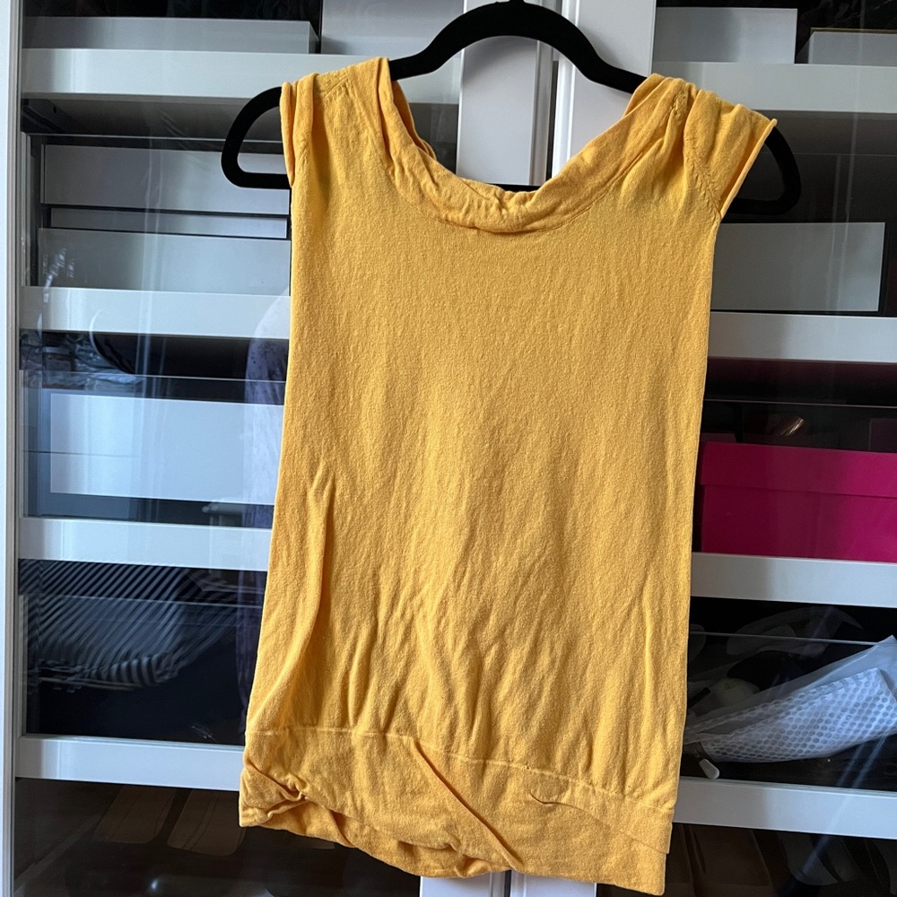 Canary yellow shirt.  Great for office work.